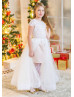 Two Piece Ivory Lace Tulle Floor Length Flower Girl Dress